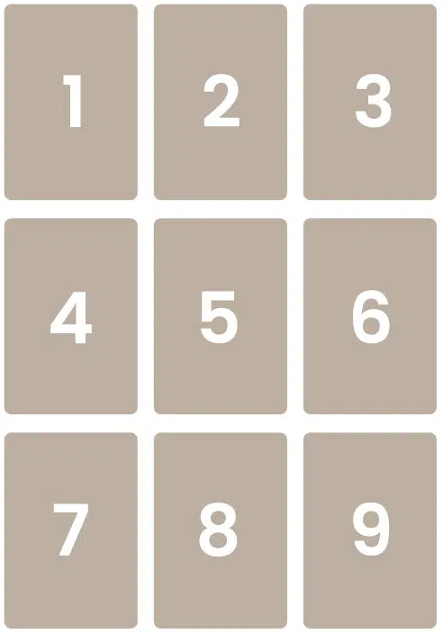 Tirage en Carré à 9 cartes Petit Lenormand