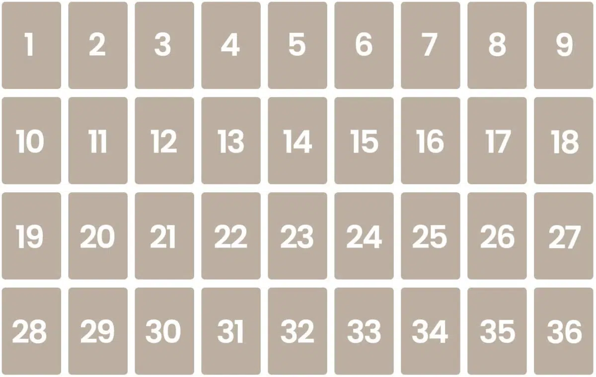 Variante de Grand Tableau à 4 lignes de 9 cartes