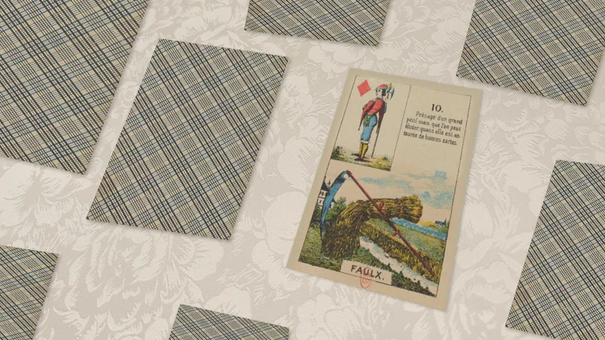 Carte Faux n°10 du Petit Lenormand en situation de tirage