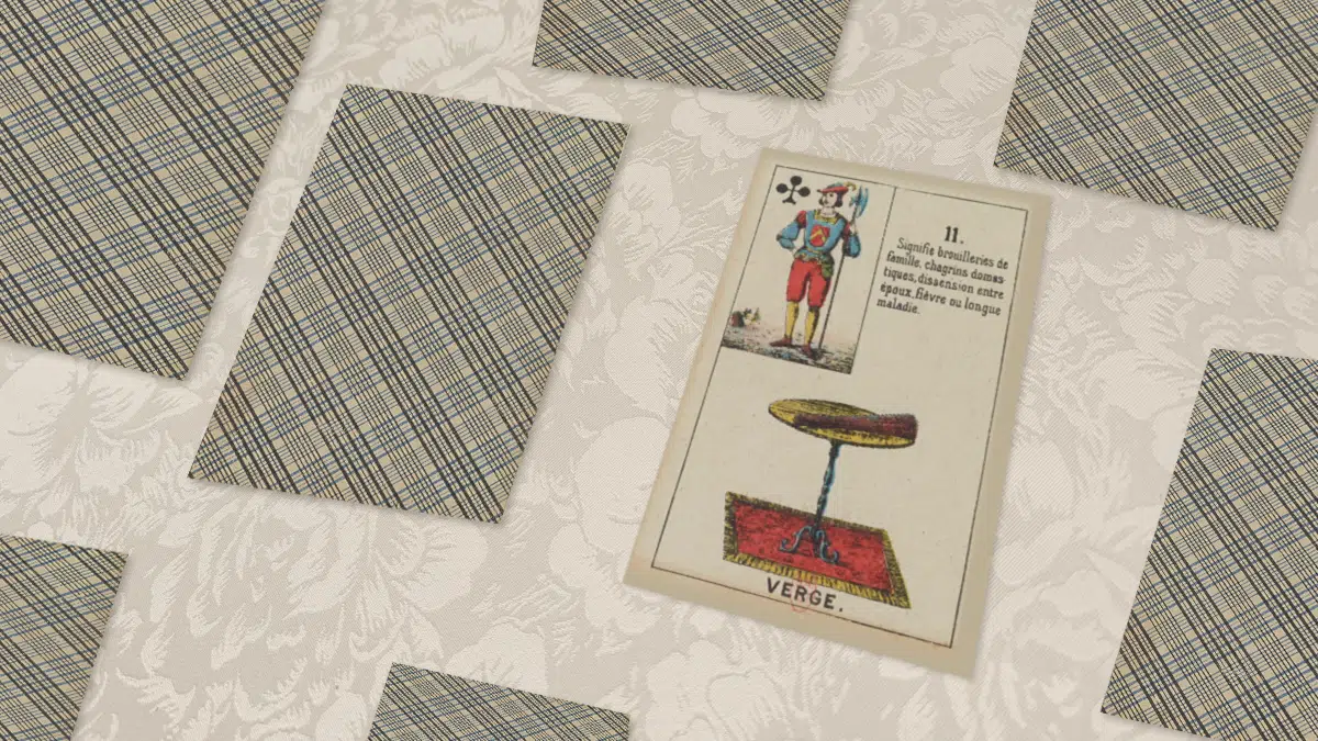 Carte Verge n°11 du Petit Lenormand en situation de tirage