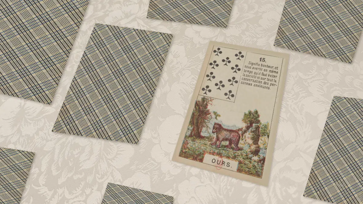 Carte Ours n°15 du Petit Lenormand en situation de tirage