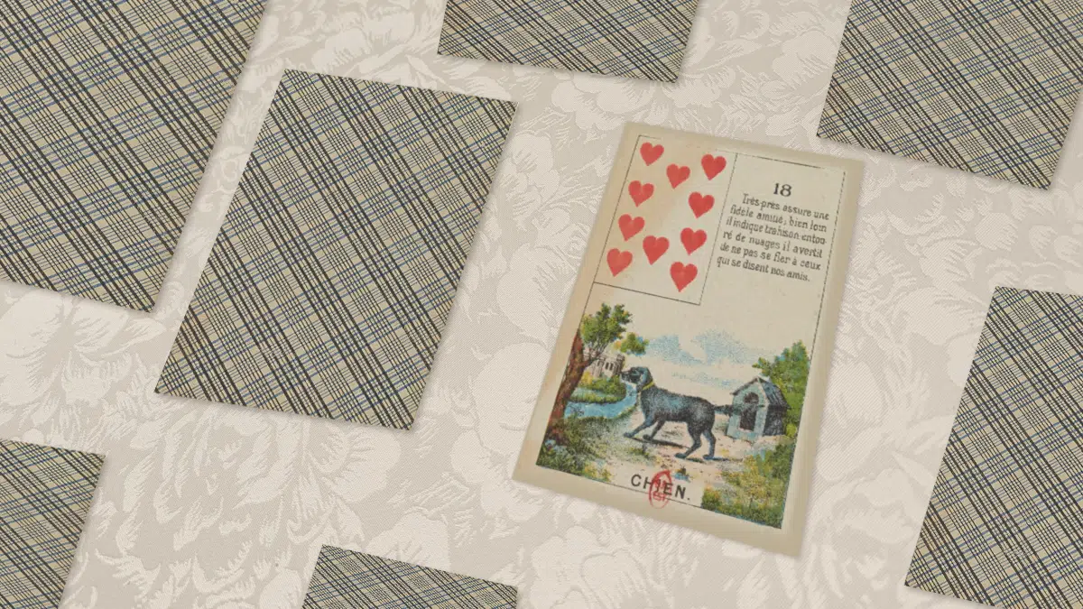 Carte Chien n°18 du Petit Lenormand en situation de tirage