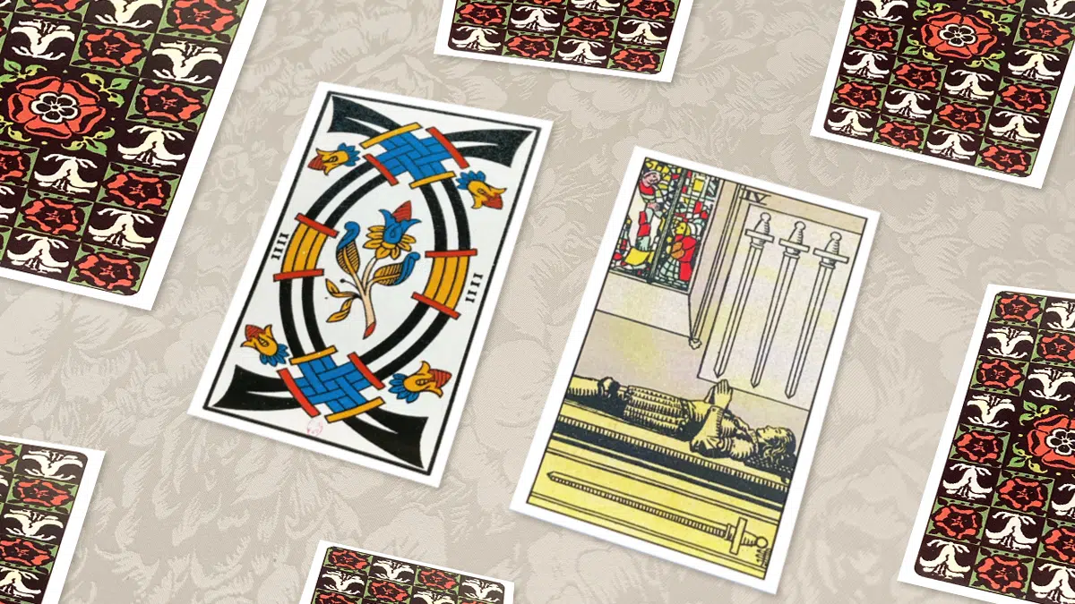Quatre d’Épées, Tarot de Marseille et Rider-Waite, en situation de tirage