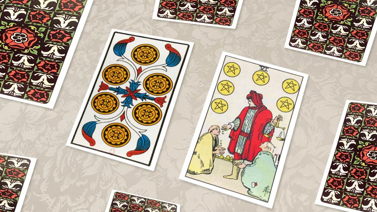 Six de Deniers, Tarot de Marseille et Rider-Waite, en situation de tirage
