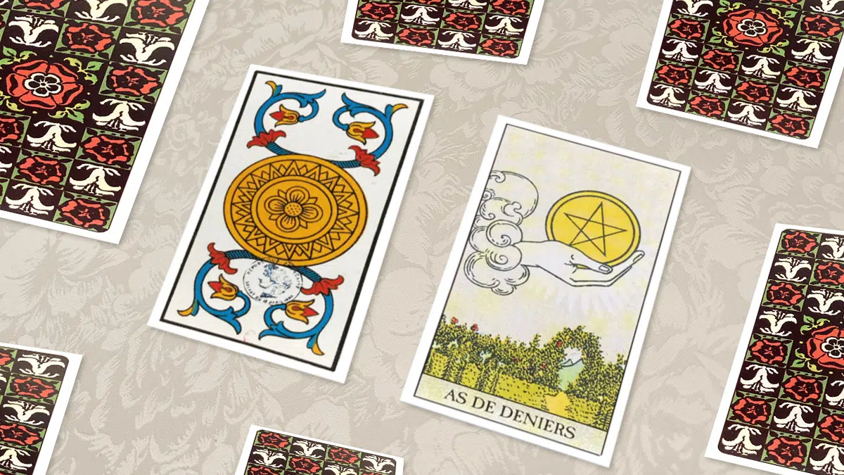 As de Deniers, Tarot de Marseille et Rider-Waite, en situation de tirage