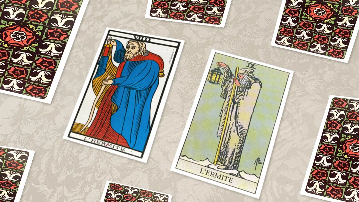 L’Ermite / L’Hermite (IX), Tarot de Marseille et Rider-Waite, en situation de tirage