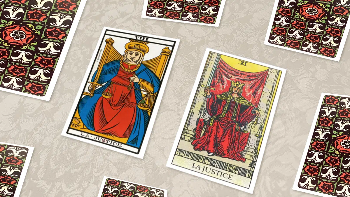 La Justice (XI), Tarot de Marseille et Rider-Waite, en situation de tirage