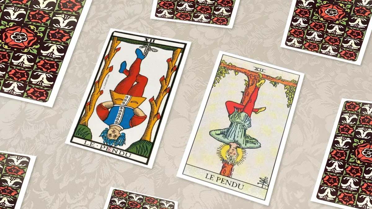 Le Pendu (XII), Tarot de Marseille et Rider-Waite, en situation de tirage